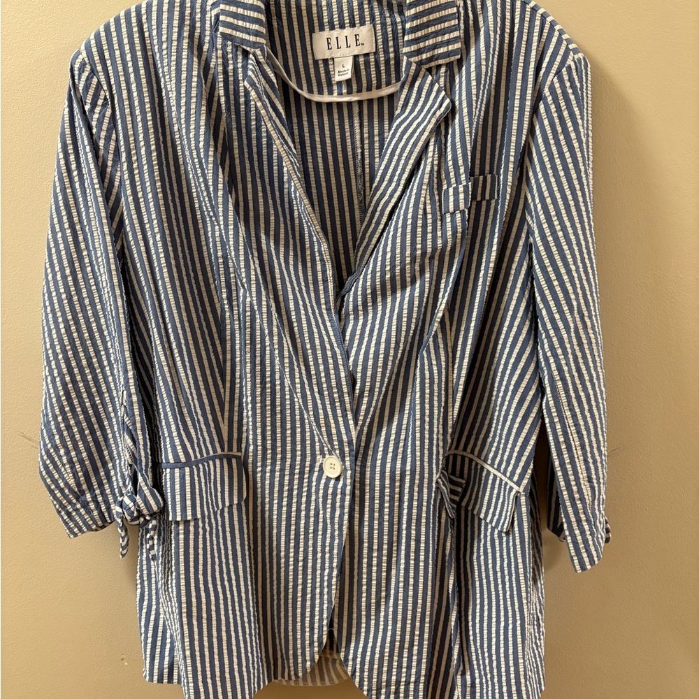 Elle Navy and White Striped Jacket